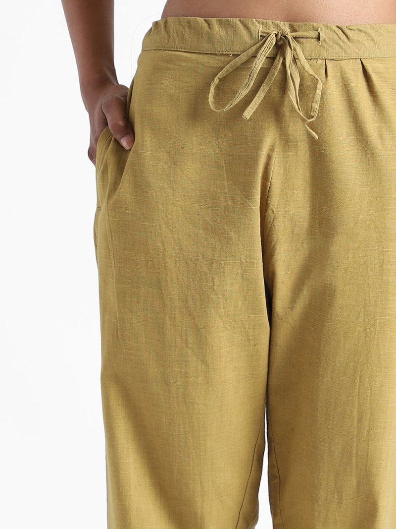 Buy Organic Cotton & Naturally Dyed Hand Spun & Hand Woven Womens Henna Green Pants | Shop Verified Sustainable Womens Pants on Brown Living™