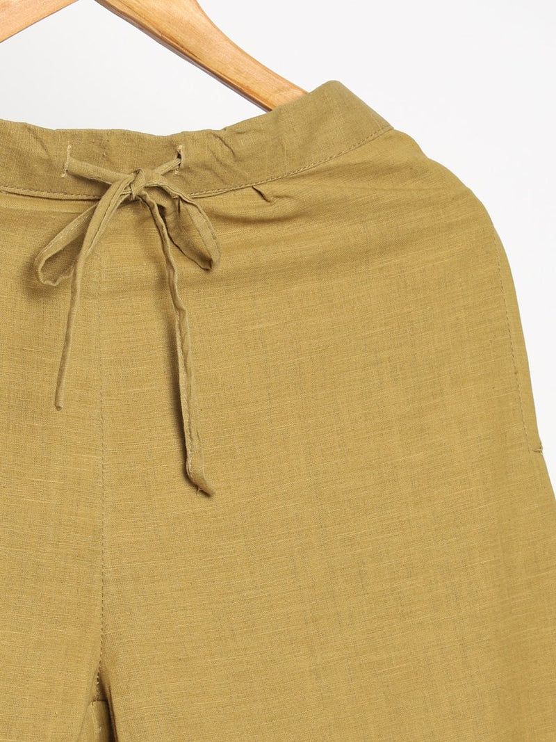 Buy Organic Cotton & Naturally Dyed Hand Spun & Hand Woven Womens Henna Green Pants | Shop Verified Sustainable Womens Pants on Brown Living™