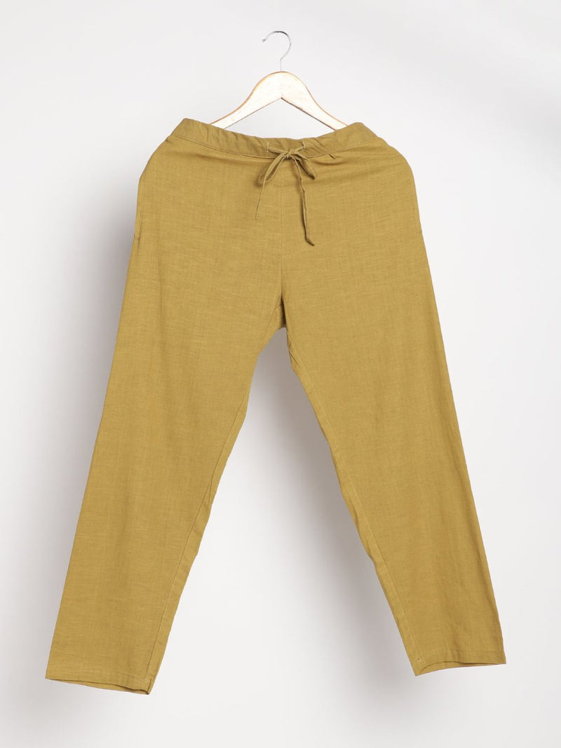 Buy Organic Cotton & Naturally Dyed Hand Spun & Hand Woven Womens Henna Green Pants | Shop Verified Sustainable Womens Pants on Brown Living™