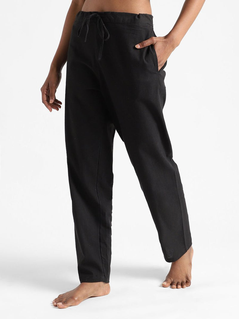 Buy Organic Cotton & Naturally Dyed Hand Spun & Hand Woven Womens Iron Black Pants | Shop Verified Sustainable Womens Pants on Brown Living™