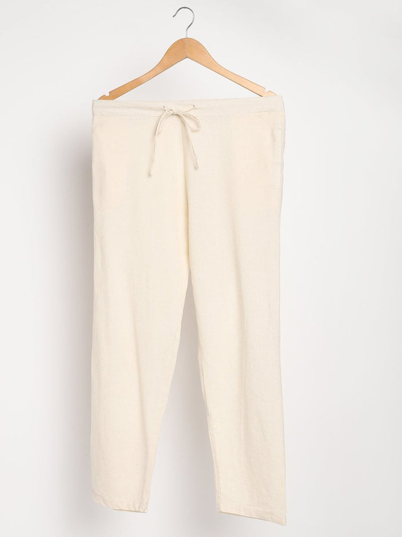 Buy Organic Cotton & Naturally Dyed Hand Spun & Hand Woven Womens Natural White Pants | Shop Verified Sustainable Womens Pants on Brown Living™