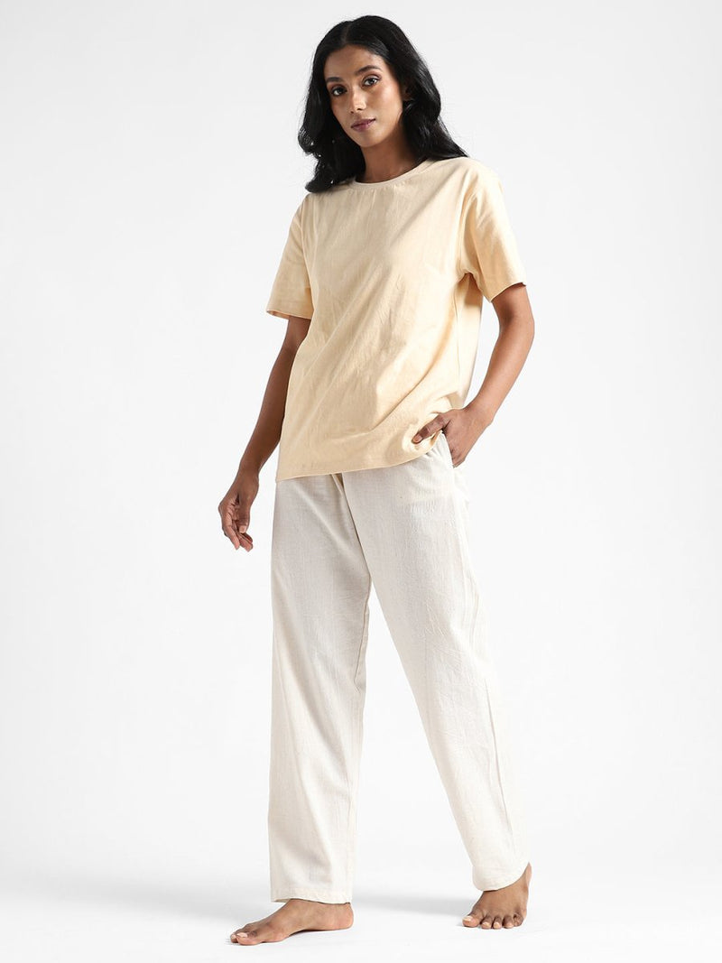 Buy Organic Cotton & Naturally Dyed Hand Spun & Hand Woven Womens Natural White Pants | Shop Verified Sustainable Womens Pants on Brown Living™