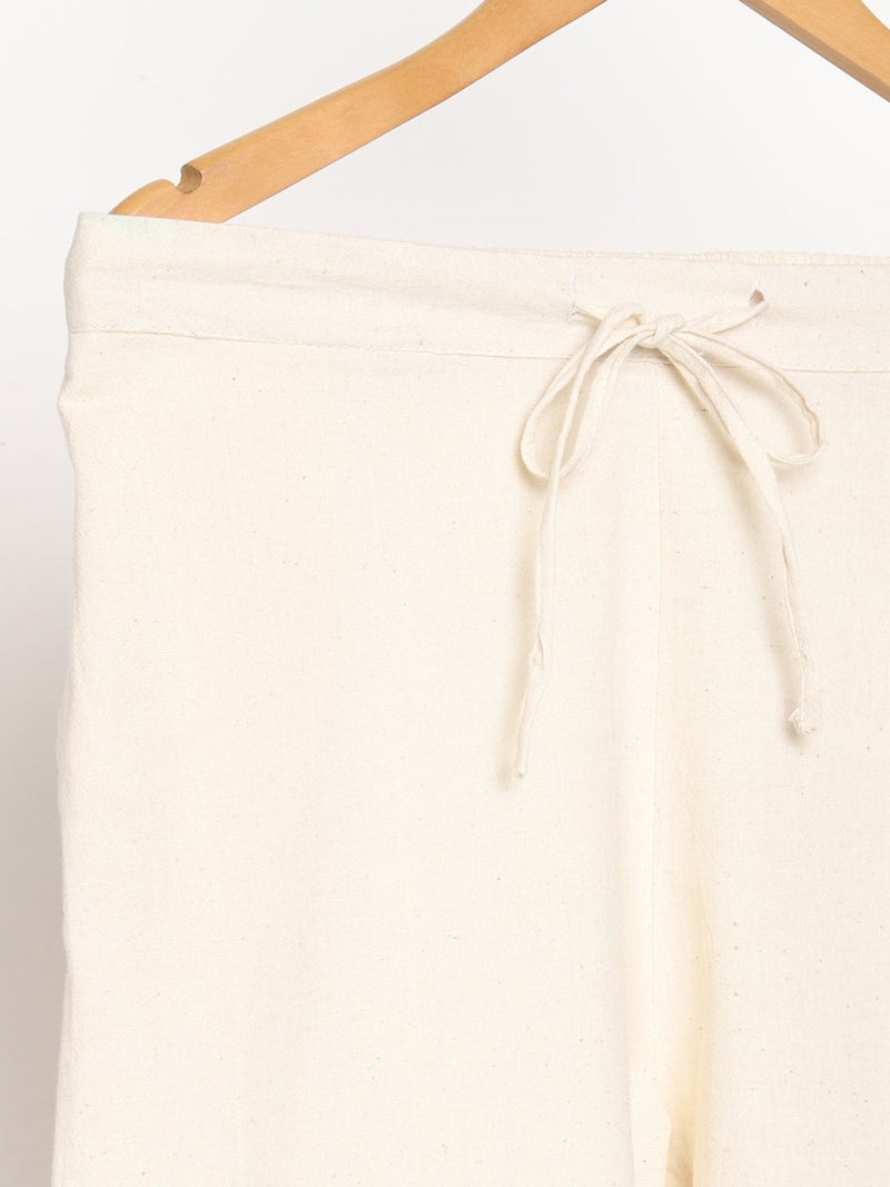 Buy Organic Cotton & Naturally Dyed Hand Spun & Hand Woven Womens Natural White Pants | Shop Verified Sustainable Womens Pants on Brown Living™