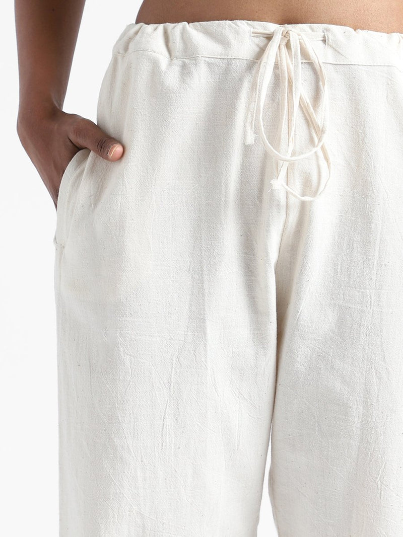 Buy Organic Cotton & Naturally Dyed Hand Spun & Hand Woven Womens Natural White Pants | Shop Verified Sustainable Womens Pants on Brown Living™