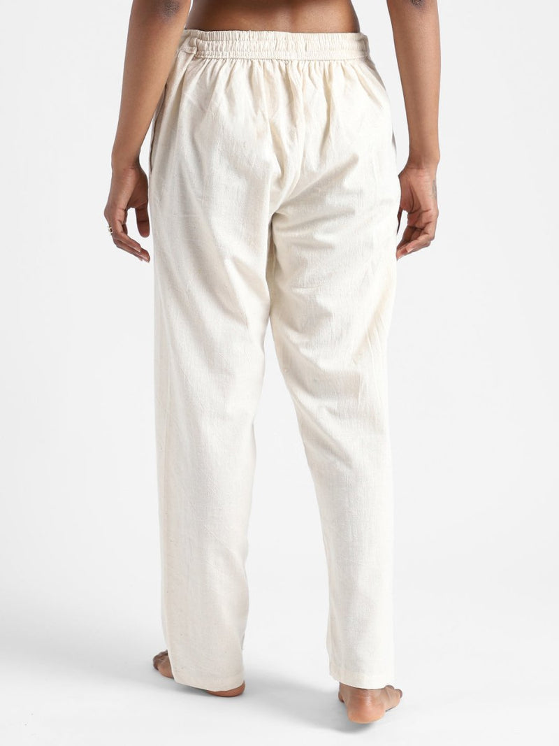 Buy Organic Cotton & Naturally Dyed Hand Spun & Hand Woven Womens Natural White Pants | Shop Verified Sustainable Womens Pants on Brown Living™