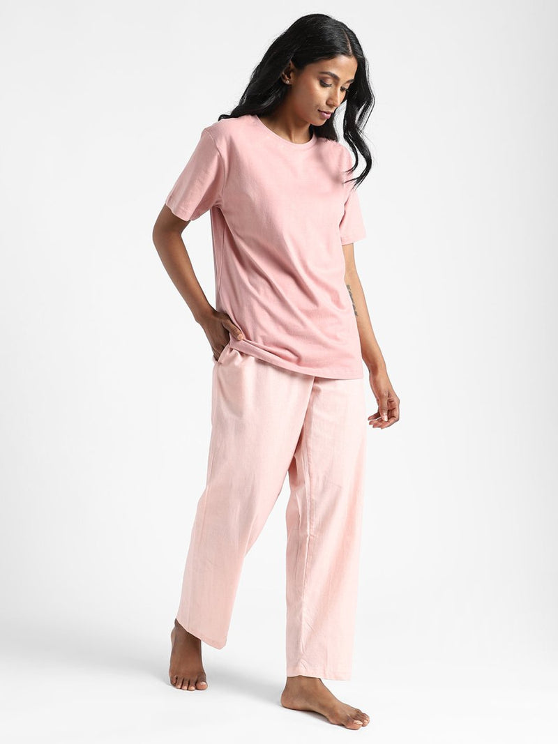 Buy Organic Cotton & Naturally Dyed Hand Spun & Hand Woven Womens Rose Pink Pants | Shop Verified Sustainable Womens Pants on Brown Living™