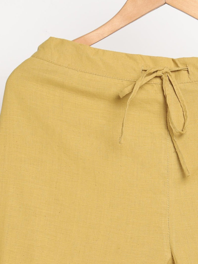 Buy Organic Cotton & Naturally Dyed Hand Spun & Hand Woven Womens Turmeric Yellow Pants | Shop Verified Sustainable Womens Pants on Brown Living™