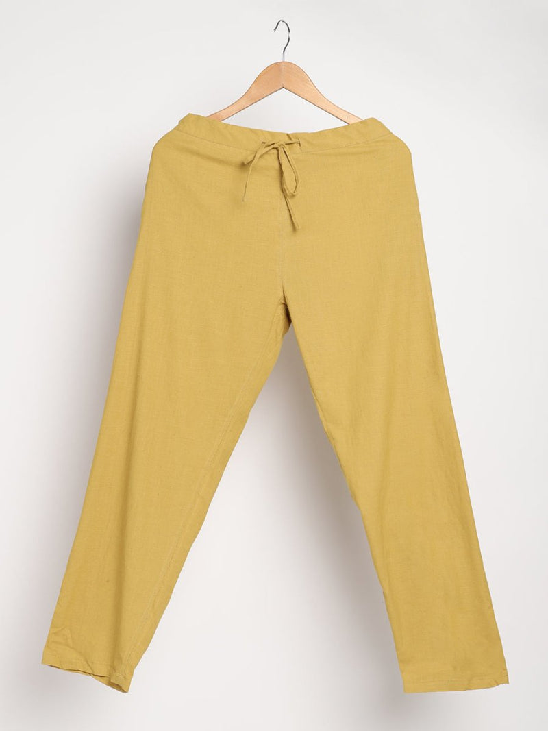 Buy Organic Cotton & Naturally Dyed Hand Spun & Hand Woven Womens Turmeric Yellow Pants | Shop Verified Sustainable Womens Pants on Brown Living™