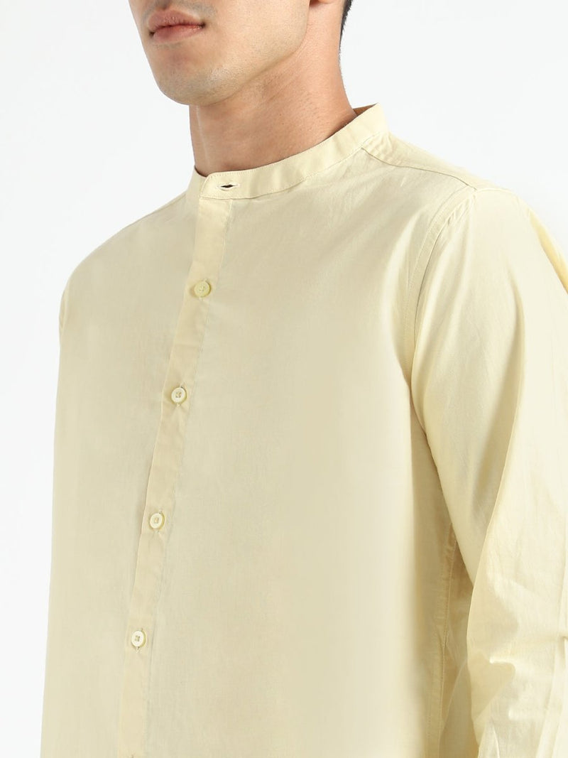 Buy Organic Cotton & Naturally Dyed Mens Round Neck Lemon Yellow Shirt | Shop Verified Sustainable Mens Shirt on Brown Living™