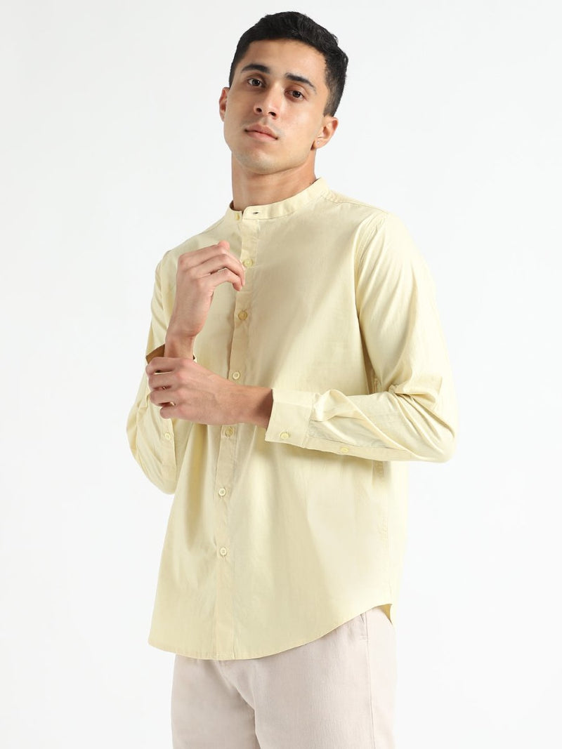 Buy Organic Cotton & Naturally Dyed Mens Round Neck Lemon Yellow Shirt | Shop Verified Sustainable Mens Shirt on Brown Living™