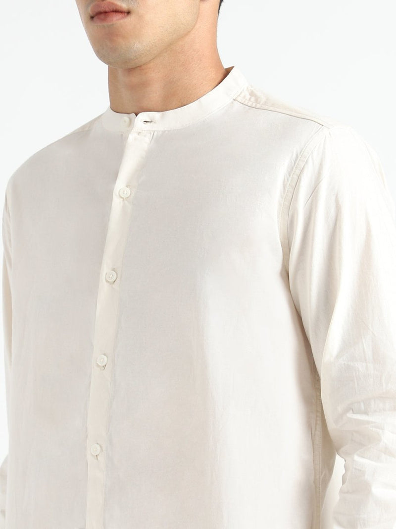 Buy Organic Cotton & Naturally Dyed Mens Round Neck Light Cream Shirt | Shop Verified Sustainable Mens Shirt on Brown Living™