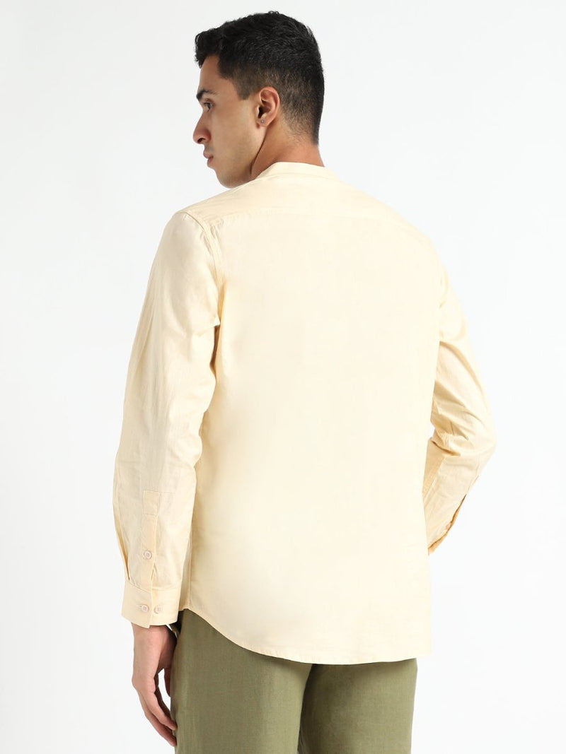 Buy Organic Cotton & Naturally Dyed Mens Round Neck Pale Apricot Shirt | Shop Verified Sustainable Mens Shirt on Brown Living™