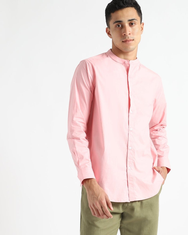 Buy Organic Cotton & Naturally Dyed Mens Round Neck Pink Shirt | Shop Verified Sustainable Mens Shirt on Brown Living™