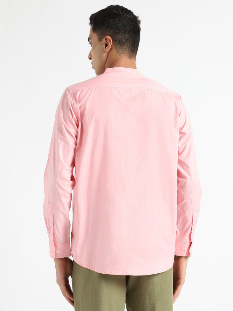 Buy Organic Cotton & Naturally Dyed Mens Round Neck Pink Shirt | Shop Verified Sustainable Mens Shirt on Brown Living™