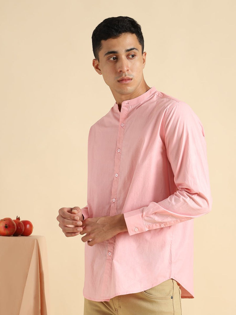 Buy Organic Cotton & Naturally Dyed Mens Round Neck Pink Shirt | Shop Verified Sustainable Mens Shirt on Brown Living™