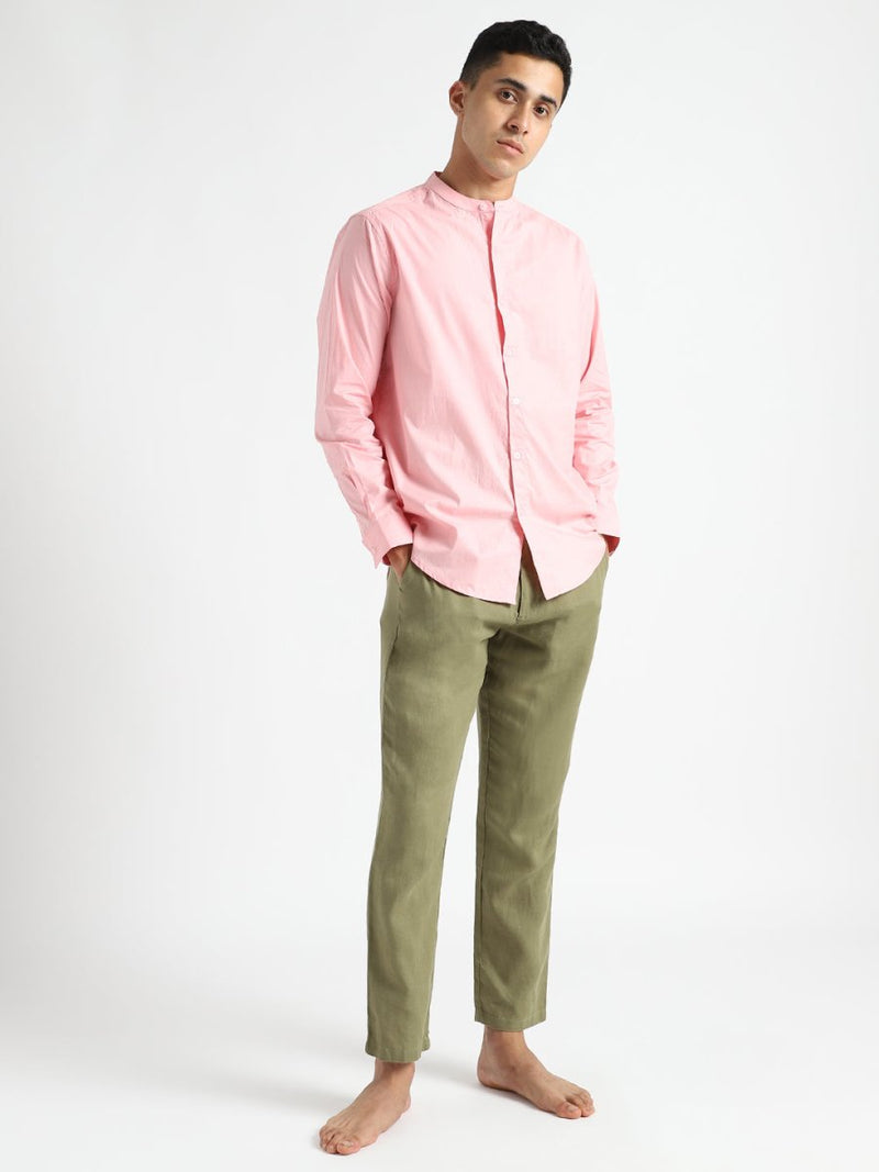 Buy Organic Cotton & Naturally Dyed Mens Round Neck Pink Shirt | Shop Verified Sustainable Mens Shirt on Brown Living™