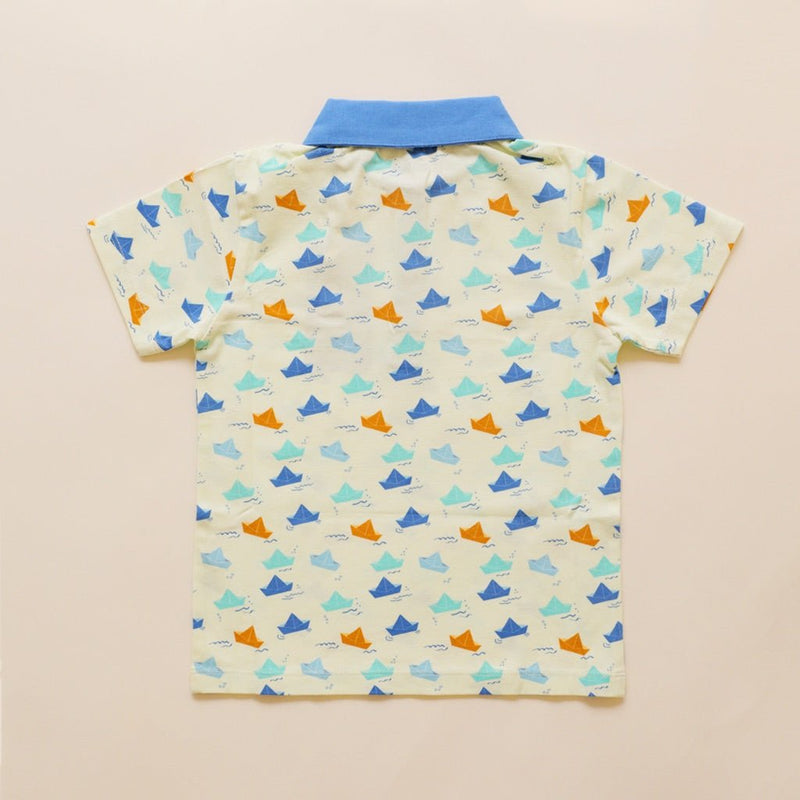 Buy Organic Cotton Polo T-Shirt- Paper Boat | Shop Verified Sustainable Kids Shirts on Brown Living™