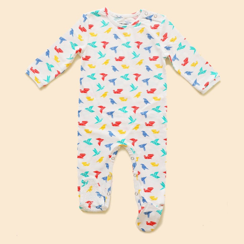 Buy Organic Cotton Sleepsuit with Footsie- Gummy Birds | Shop Verified Sustainable Kids Sleepsuits on Brown Living™