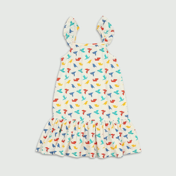 Buy Organic Cotton Strap Dress- Gummy Birds | Shop Verified Sustainable Kids Frocks & Dresses on Brown Living™