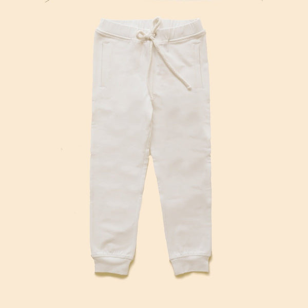 Buy Organic Cotton Unisex Joggers- White | Shop Verified Sustainable Kids Pajamas on Brown Living™