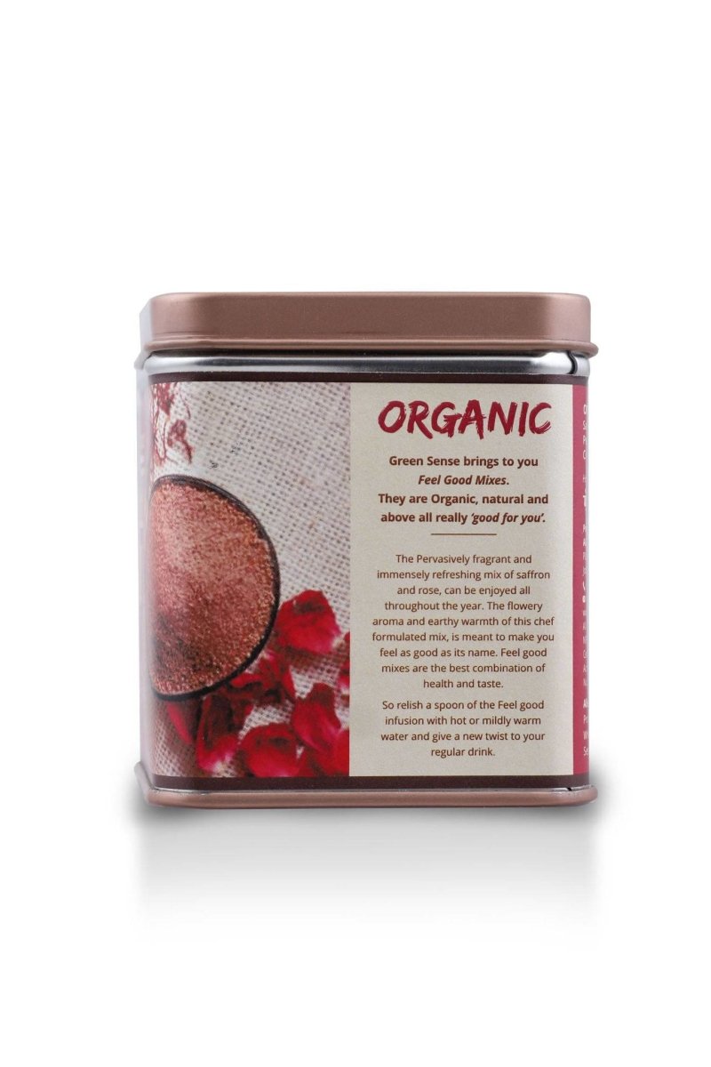 Buy Organic Feel Good Saffron-Rose Infusion - Immunity Booster - 70g | Shop Verified Sustainable Powder Drink Mixes on Brown Living™