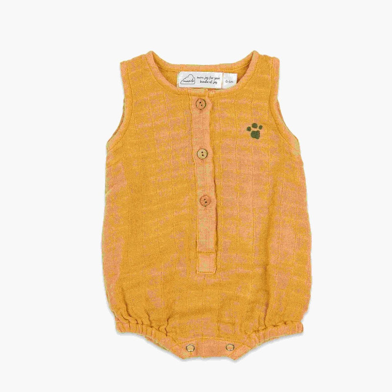 Buy Organic Muslin Baby Romper - Ochre | Shop Verified Sustainable Kids Rompers on Brown Living™