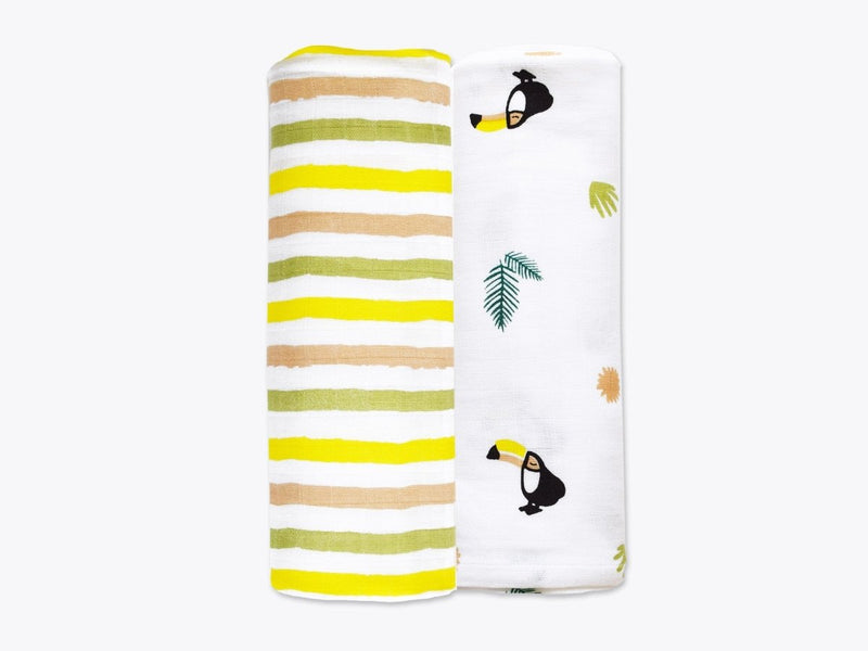 Buy Organic Muslin Swaddles Set of 2 - Tropical Toucan | Shop Verified Sustainable Baby Swaddle on Brown Living™