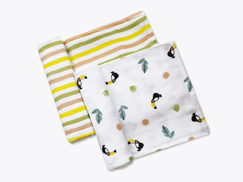 Buy Organic Muslin Swaddles Set of 2 - Tropical Toucan | Shop Verified Sustainable Baby Swaddle on Brown Living™