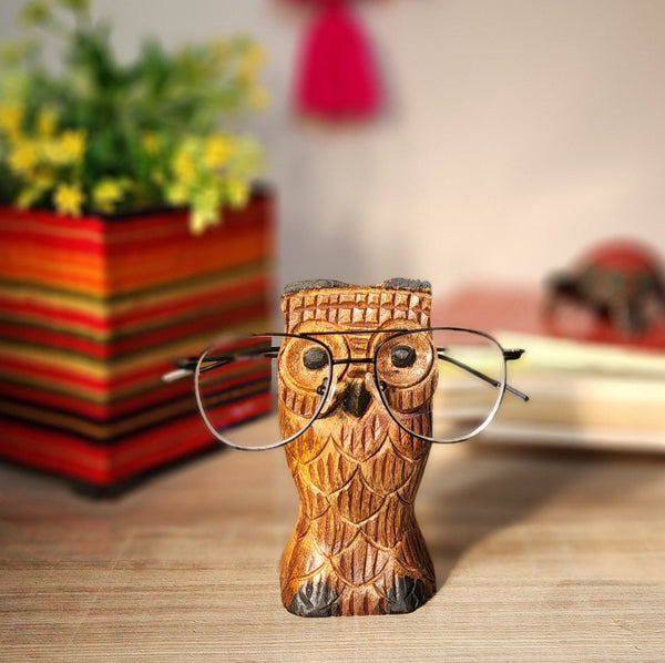 OWL Shape Handmade Sheesham Wooden Spectacle Holder Stand | Verified Sustainable Table Decor on Brown Living™