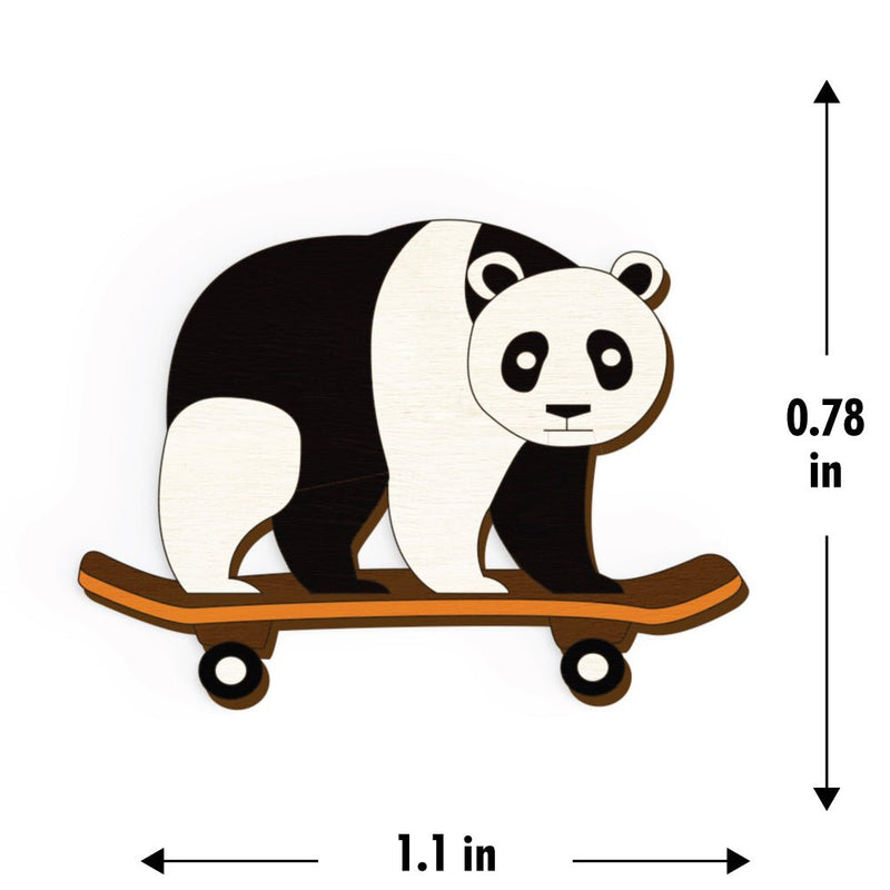 Buy Panda On Skateboard Hand Painted Wooden Pin | Shop Verified Sustainable Travel Accessories on Brown Living™