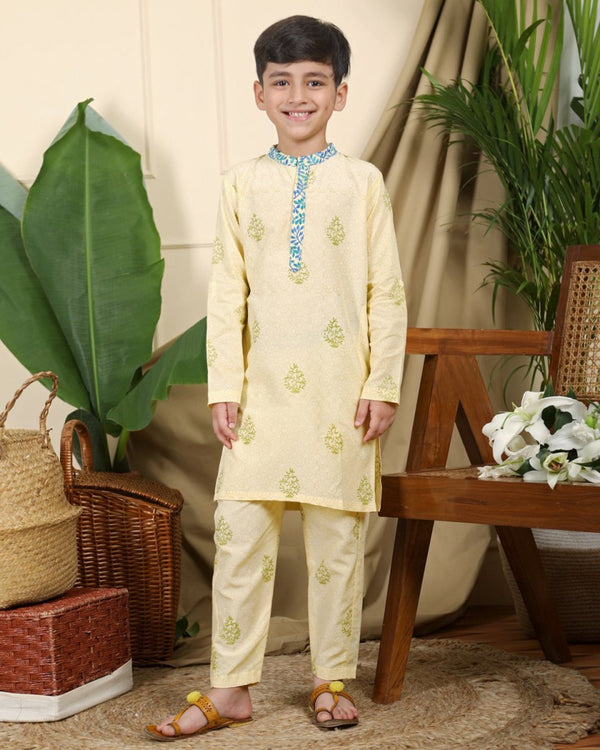 Buy Panna Boys Ethnic Kurta with Nehru Jacket and Churidaar Set | Shop Verified Sustainable Kids Ethnic Sets on Brown Living™