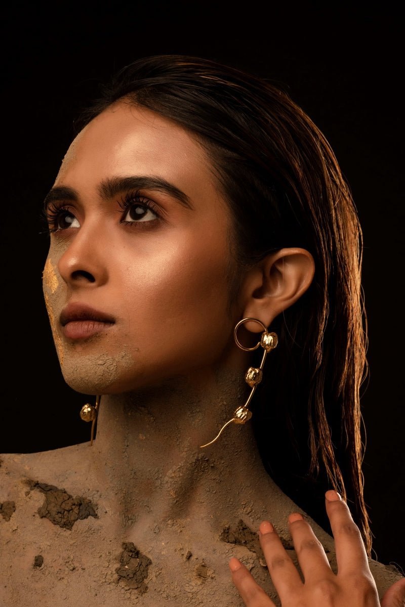 Buy Pea-k-boo | Gold plated earrings | Shop Verified Sustainable Womens Earrings on Brown Living™