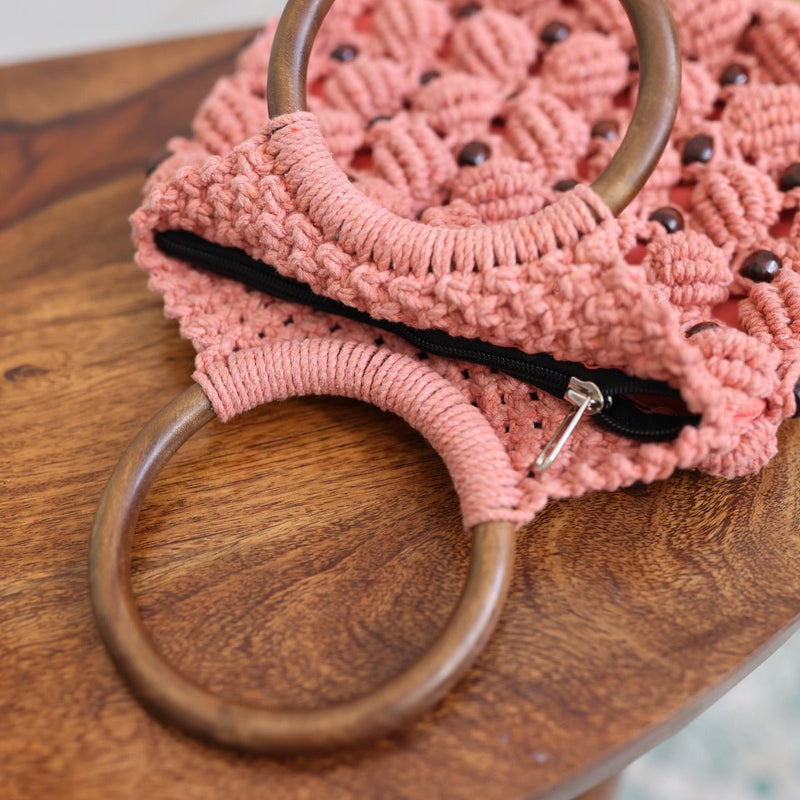 Peach Ring Handmade Macrame Bag | Verified Sustainable Bags on Brown Living™