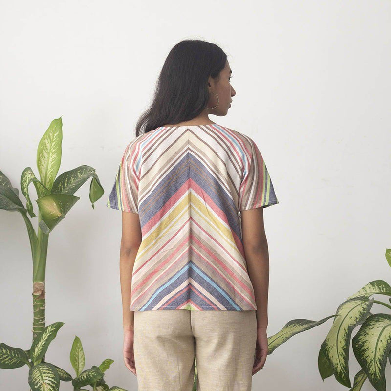 Buy Pichkaari Kimono Stripe Top | Shop Verified Sustainable Womens Top on Brown Living™