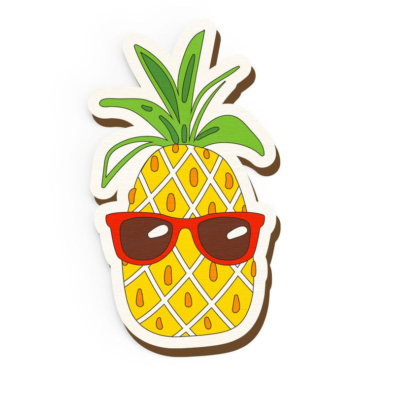 Buy Pineapple Glasses Hand Painted Wooden Magnet | Shop Verified Sustainable Stationery on Brown Living™