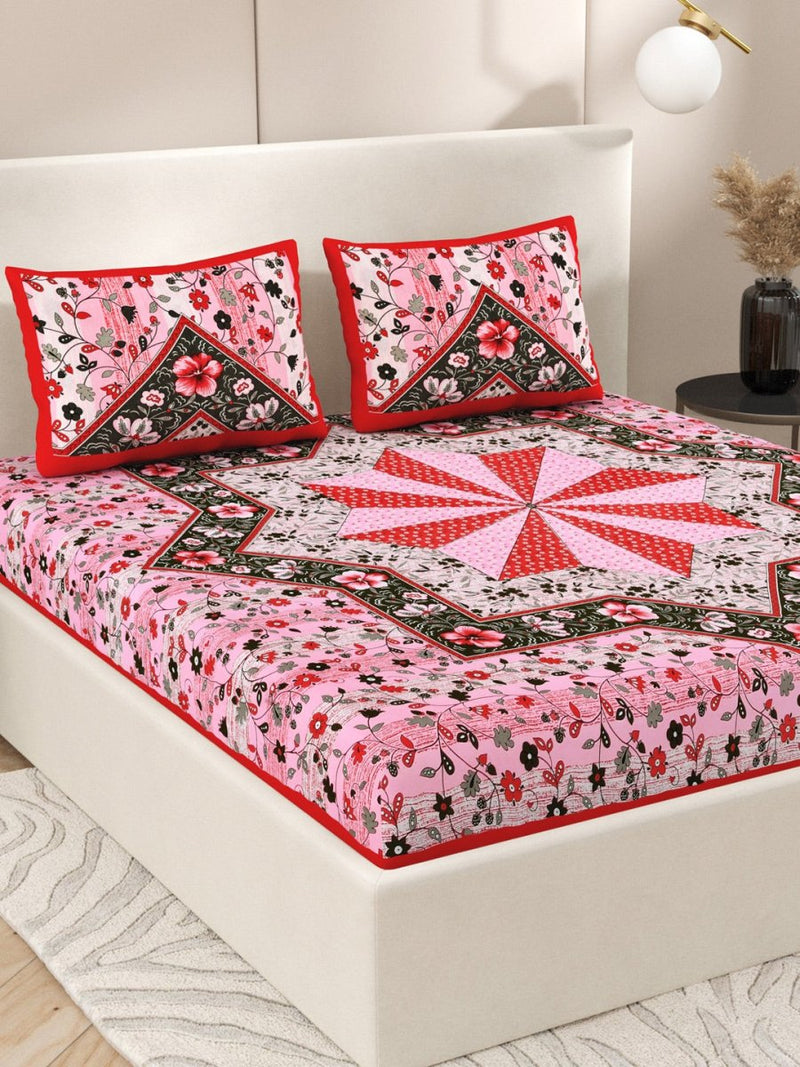 Buy Pink Interiors Paisley Hand Printed Cotton Queen Size Bedding Set | Shop Verified Sustainable Bedding on Brown Living™