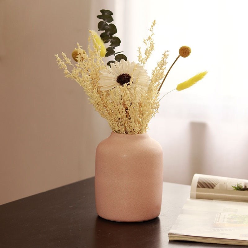 Buy Pink Matt Ceramic Vase with Summer Bunch | Shop Verified Sustainable Products on Brown Living