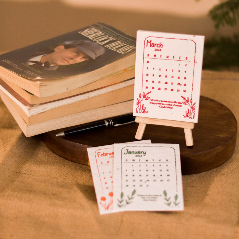 Buy Plantable Seed Paper Calendar 2024 with Wooden Easel Stand | Shop Verified Sustainable Organizers & Planners on Brown Living™