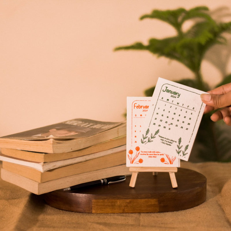 Buy Plantable Seed Paper Calendar 2024 with Wooden Easel Stand | Shop Verified Sustainable Organizers & Planners on Brown Living™