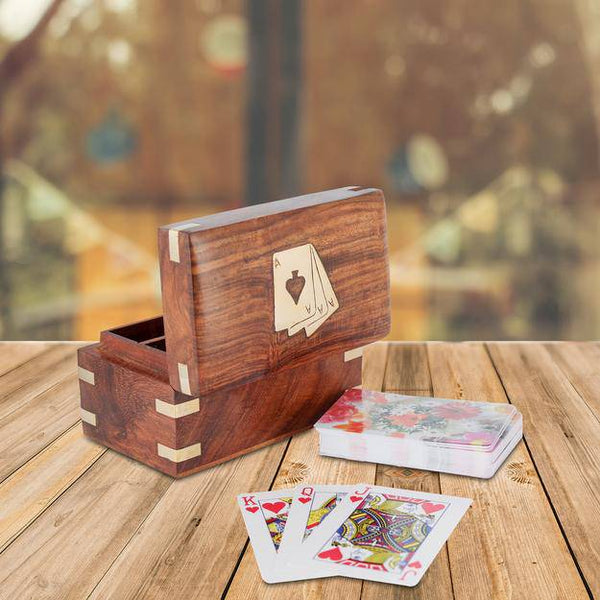 Buy Handmade Wooden Storage Box Case with Free Playing Cards Set of 2 | Shop Verified Sustainable Learning & Educational Toys on Brown Living™