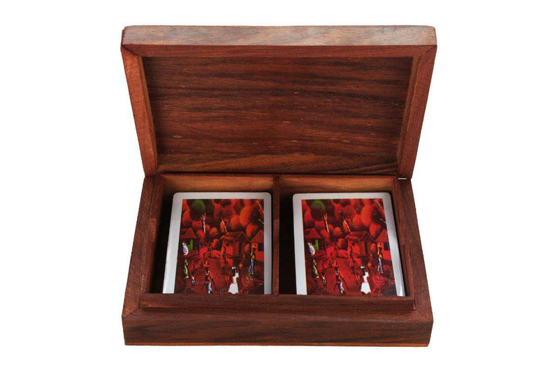 Buy Playing Cards Set of 2 in Handmade Wooden Antique Storage Box | Shop Verified Sustainable Learning & Educational Toys on Brown Living™