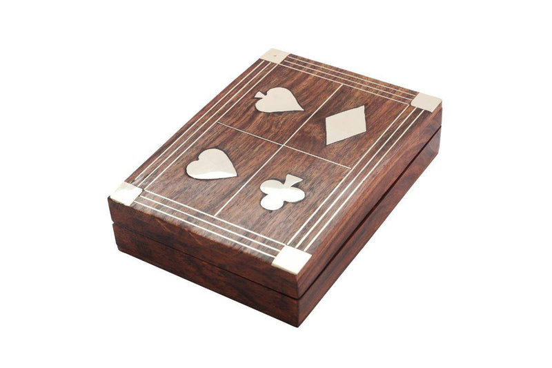 Buy Wooden Box for Holding Sets of Playing Cards Deck with Brass Inlay | Shop Verified Sustainable Sports & Games on Brown Living™