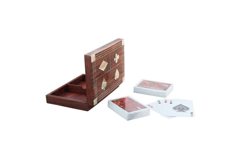 Buy Wooden Box for Holding Sets of Playing Cards Deck with Brass Inlay | Shop Verified Sustainable Sports & Games on Brown Living™