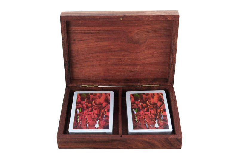 Buy Wooden Box for Holding Sets of Playing Cards Deck with Brass Inlay | Shop Verified Sustainable Sports & Games on Brown Living™