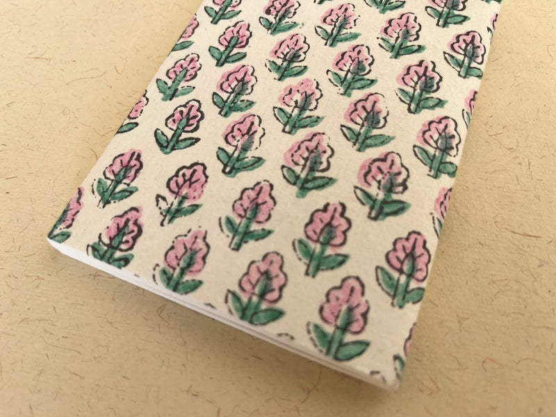 Buy Pocket - size handmade Tulip block print journal | Eco - friendly notebook, Sustainable, Upcycled cotton rag paper | Shop Verified Sustainable Notebooks & Notepads on Brown Living™