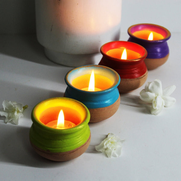 Buy Pot Handi Candle Holder- Set Of 4 with Free HD Soywax Candles | Shop Verified Sustainable Candles & Fragrances on Brown Living™