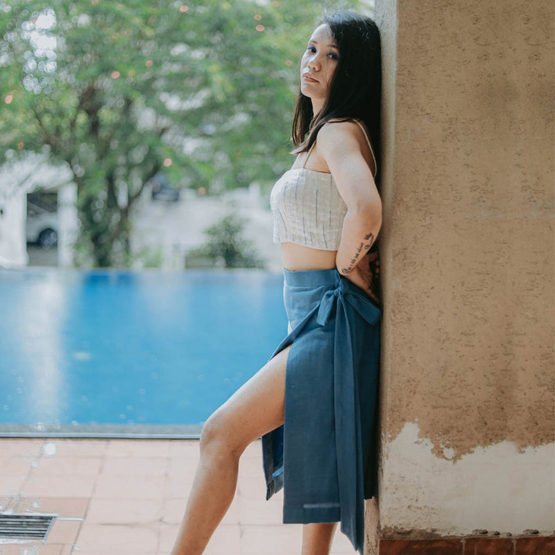 Buy Powder Blue Wrap Skirt | Shop Verified Sustainable Womens Skirt on Brown Living™