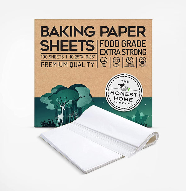 Pre-cut Square 100 Baking Parchment Paper Sheets- 10x10 Inch | Verified Sustainable Cooking & Baking Supplies on Brown Living™