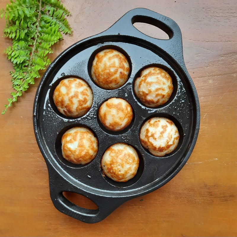 Buy Pre Seasoned Cast Iron Appe/ Paniyaram/ Paddu pan | 7 pit | Shop Verified Sustainable Cookware on Brown Living™