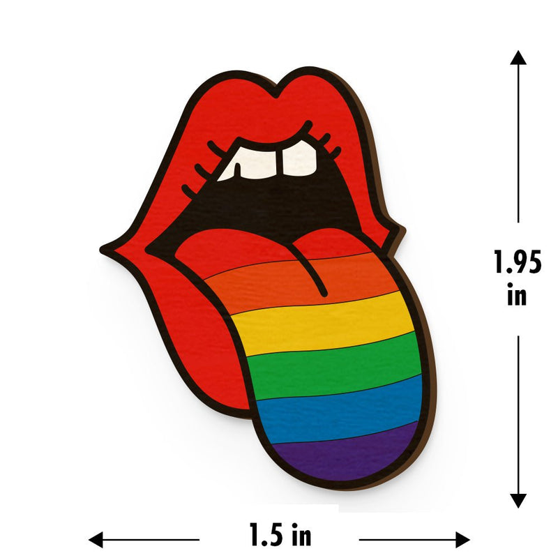 Buy Pride Tongue Hand Painted Wooden Magnet | Shop Verified Sustainable Womens earrings on Brown Living™